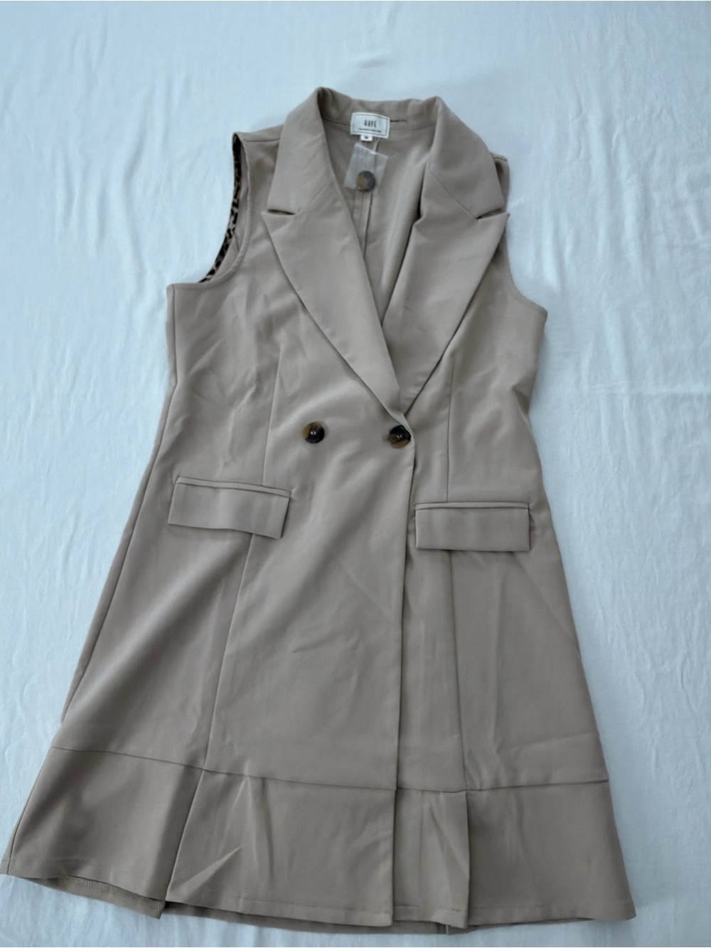 HAVE Neutral Beige Sleeveless Blazer Dress